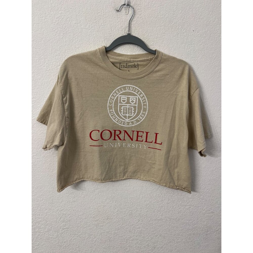 Vintage Cornell University Beige Crop Top T-Shirt women size L
